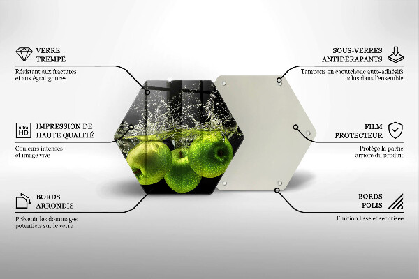 Kitchen worktop protector Green apples and water