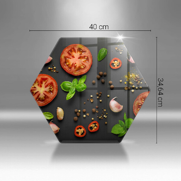 Glass chopping board Tomatoes and spices