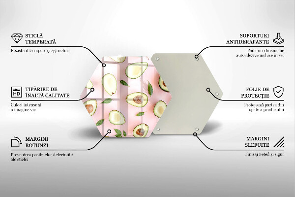 Chopping board glass Avocado pattern