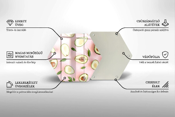 Chopping board glass Avocado pattern