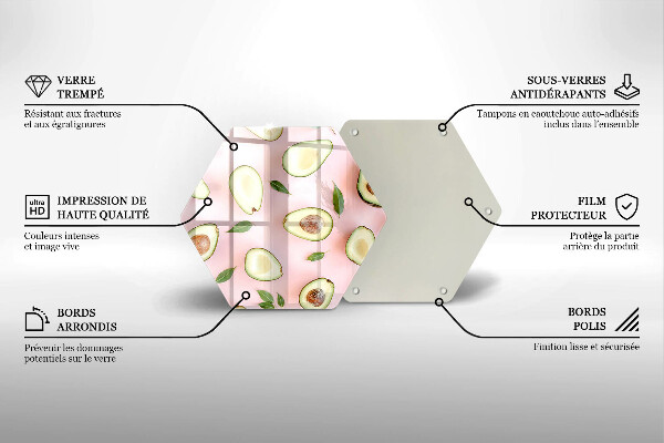 Chopping board glass Avocado pattern
