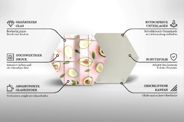 Chopping board glass Avocado pattern