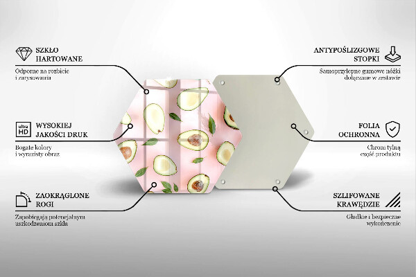 Chopping board glass Avocado pattern