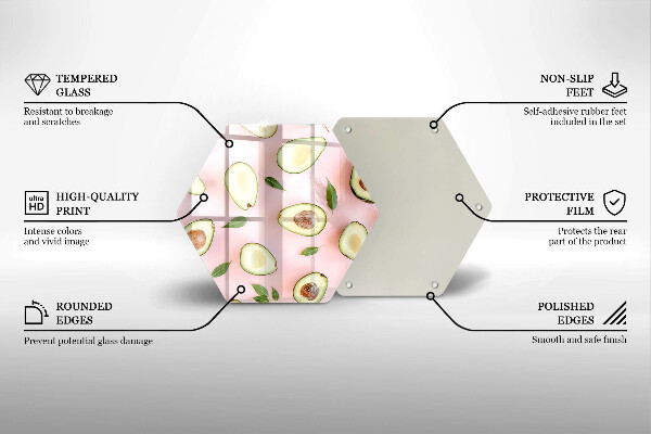 Chopping board glass Avocado pattern