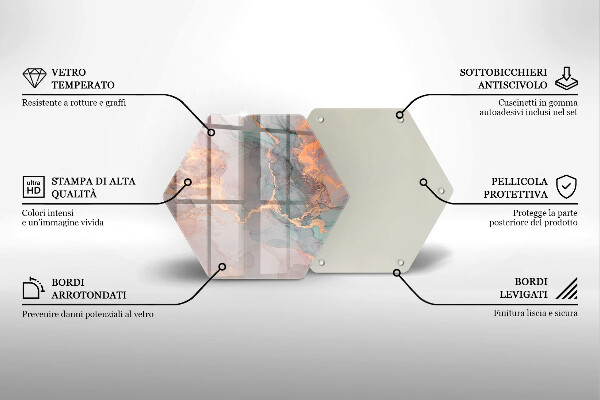 Chopping board glass Marble with gold
