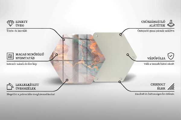 Chopping board glass Marble with gold