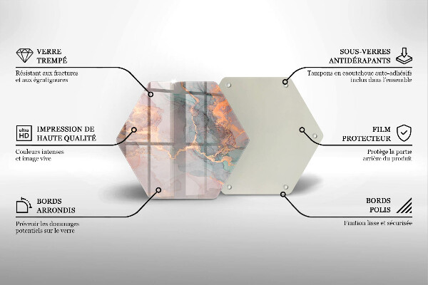 Chopping board glass Marble with gold