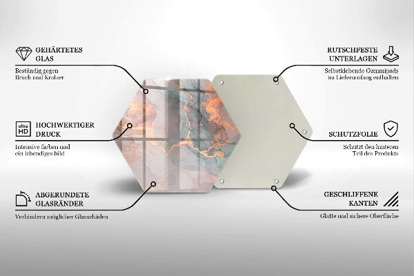 Chopping board glass Marble with gold