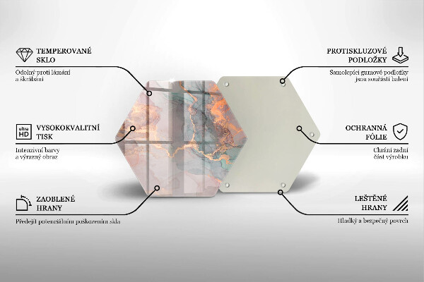 Chopping board glass Marble with gold