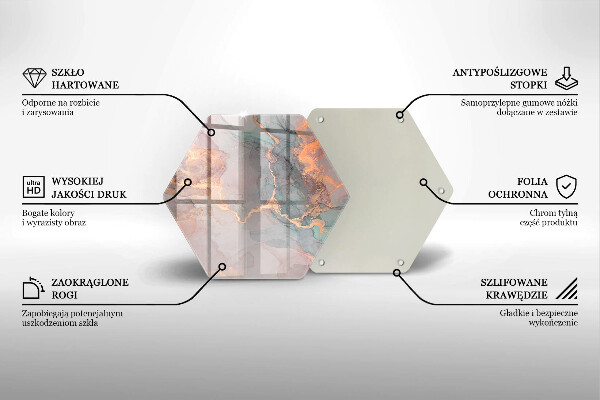 Chopping board glass Marble with gold