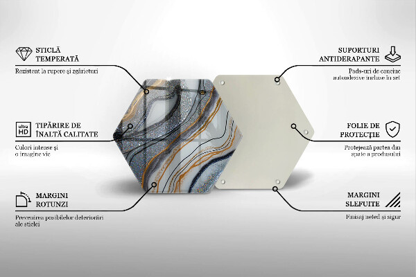 Chopping board glass Rock with gold