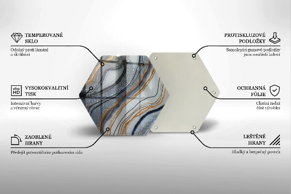 Chopping board glass Rock with gold