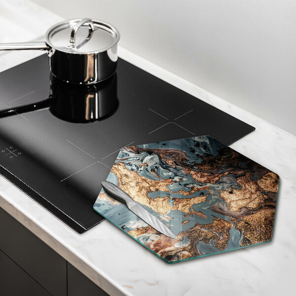 Chopping board glass Golden Rock structure