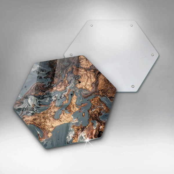 Chopping board glass Golden Rock structure