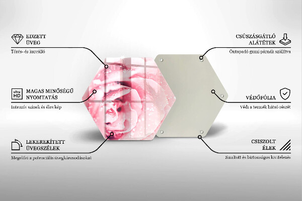 Chopping board glass Rosa drops and rose flower