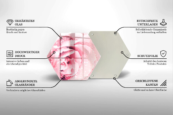 Chopping board glass Rosa drops and rose flower