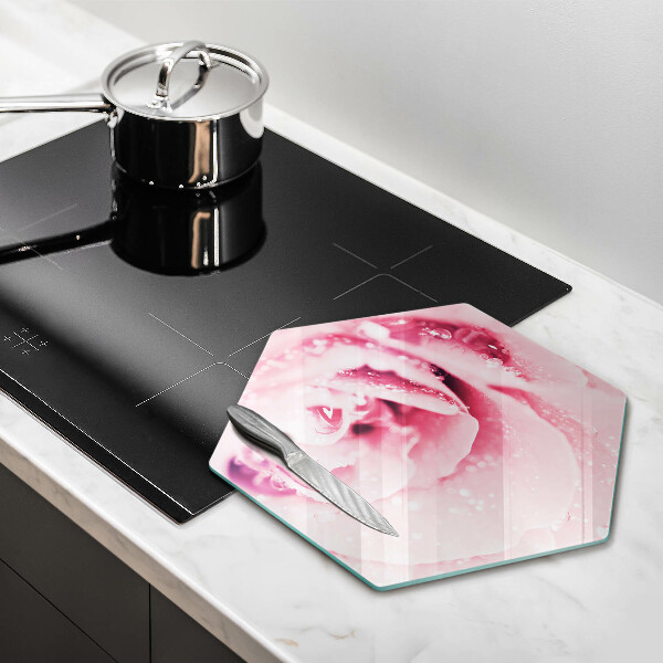 Chopping board glass Rosa drops and rose flower
