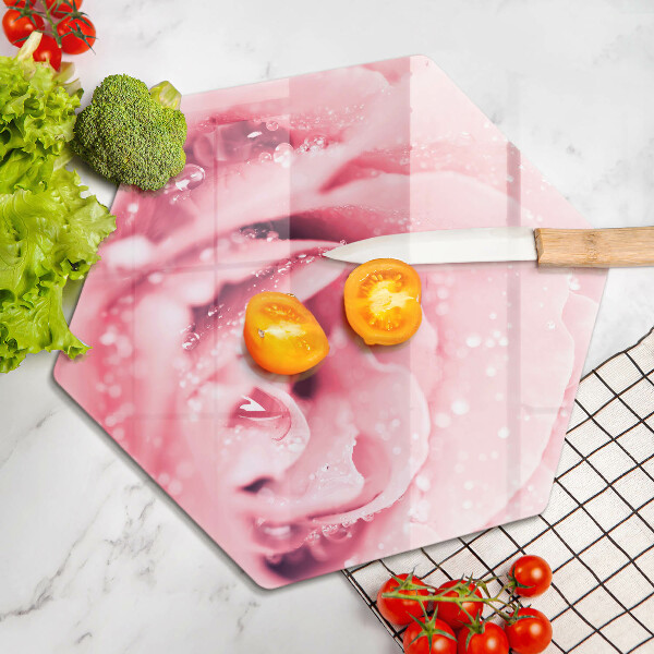 Chopping board glass Rosa drops and rose flower