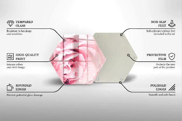 Chopping board glass Rosa drops and rose flower