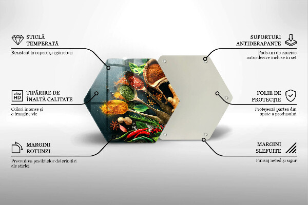 Chopping board glass Kitchen spices of spoon