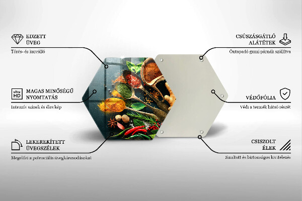 Chopping board glass Kitchen spices of spoon