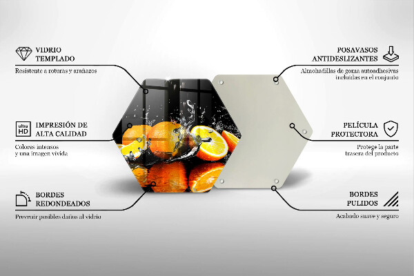 Chopping board glass Juicy fruit oranges