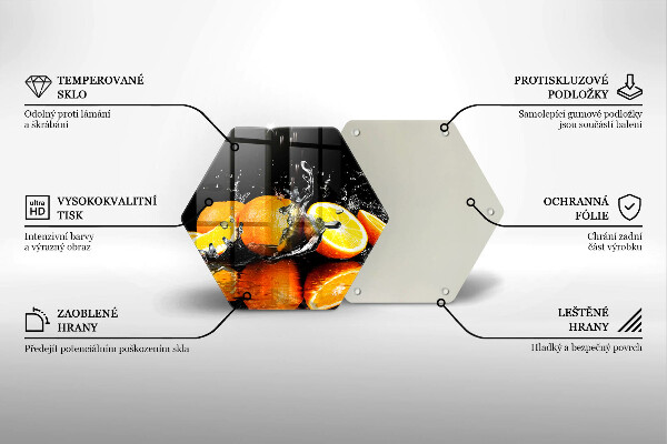 Chopping board glass Juicy fruit oranges