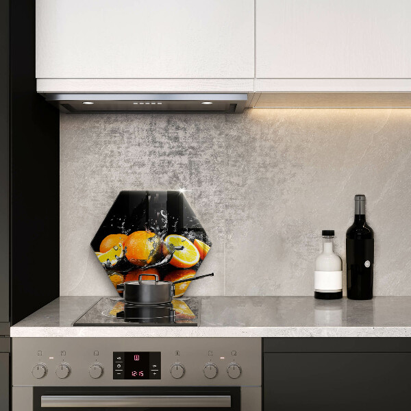 Chopping board glass Juicy fruit oranges