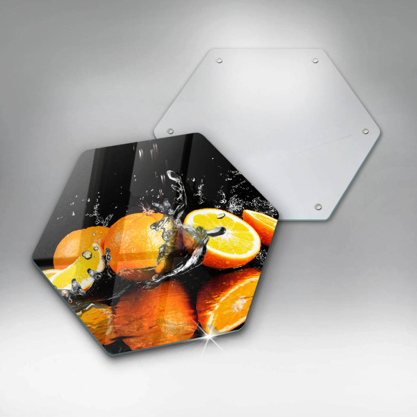 Chopping board glass Juicy fruit oranges