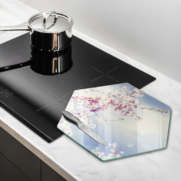 Chopping board glass A blooming tree