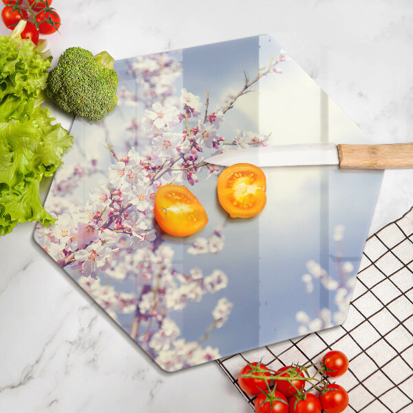 Chopping board glass A blooming tree