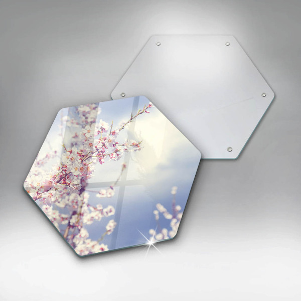 Chopping board glass A blooming tree