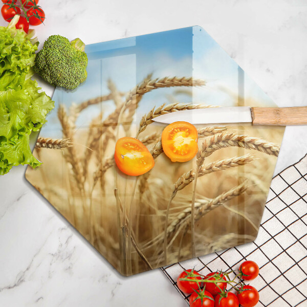 Chopping board glass Cereals in the field