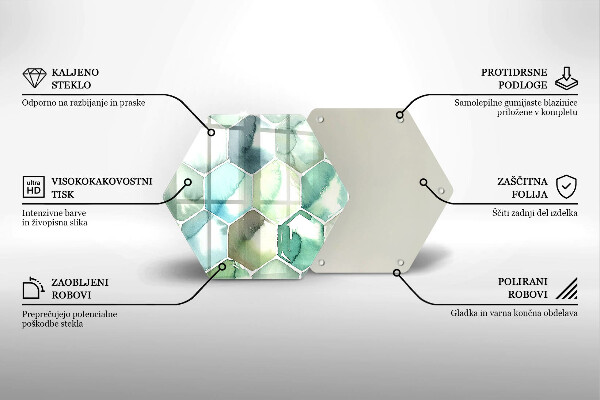 Chopping board glass Watercolor hexagons