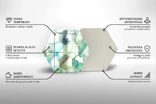 Chopping board glass Watercolor hexagons