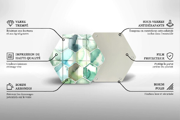 Chopping board glass Watercolor hexagons