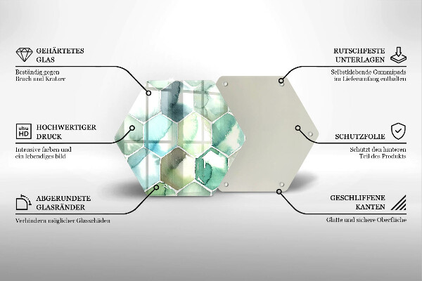 Chopping board glass Watercolor hexagons