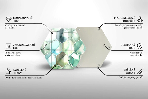 Chopping board glass Watercolor hexagons