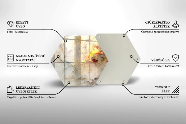 Chopping board glass Marble texture with gold