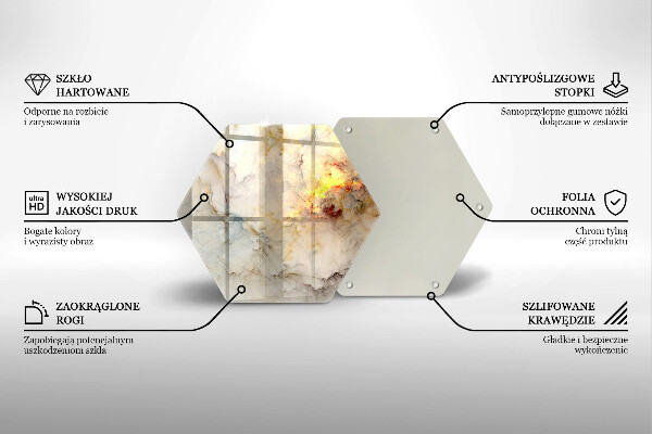 Chopping board glass Marble texture with gold