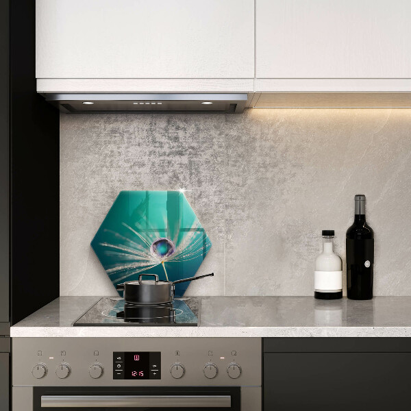 Chopping board glass Dew on a dandelion