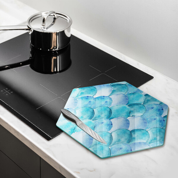 Chopping board glass Watercolor scales