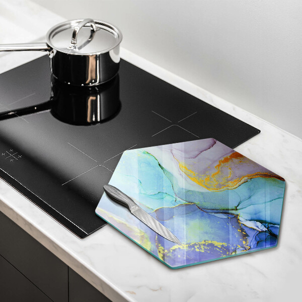 Chopping board glass Cracked stone gold