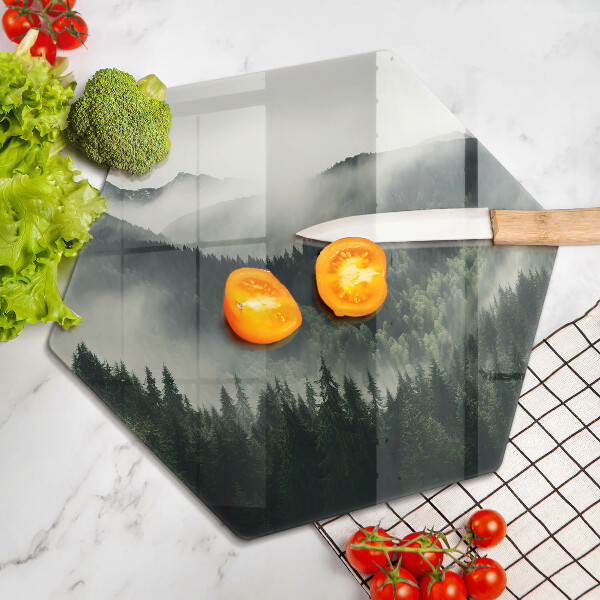 Chopping board glass Land and fog landscape