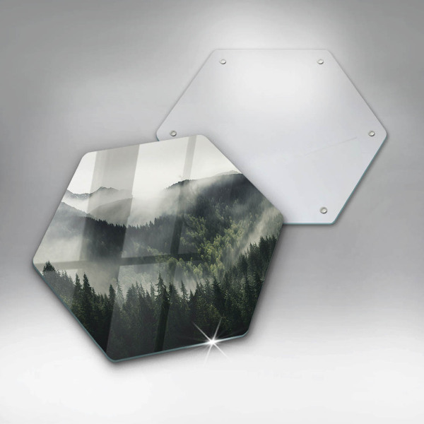 Chopping board glass Land and fog landscape
