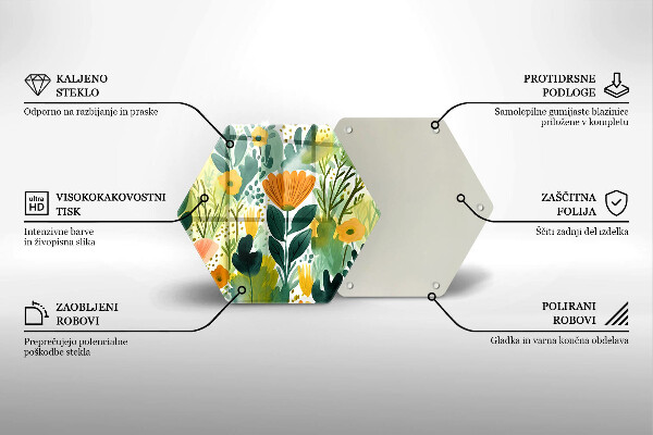 Chopping board glass Painted flowers