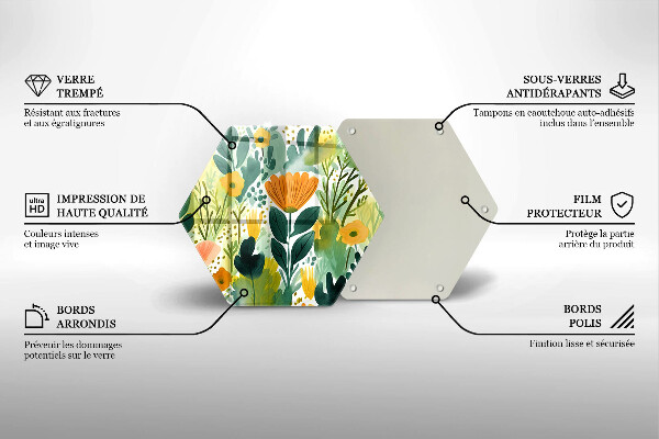 Chopping board glass Painted flowers