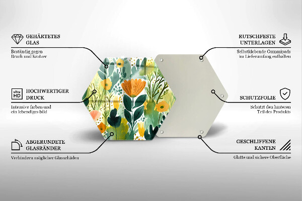 Chopping board glass Painted flowers