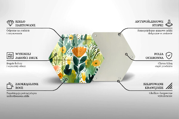 Chopping board glass Painted flowers