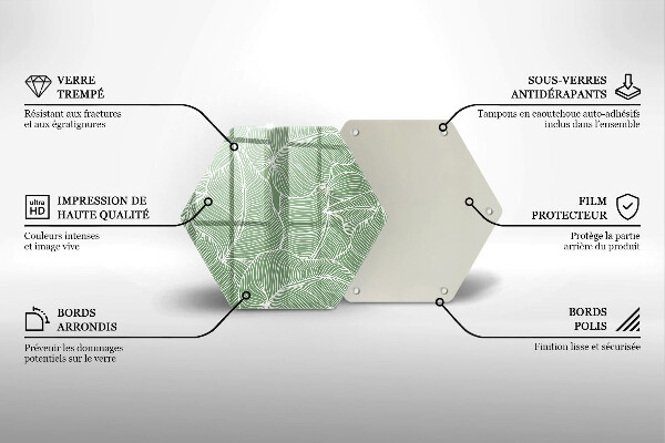 Chopping board glass Linear leaves